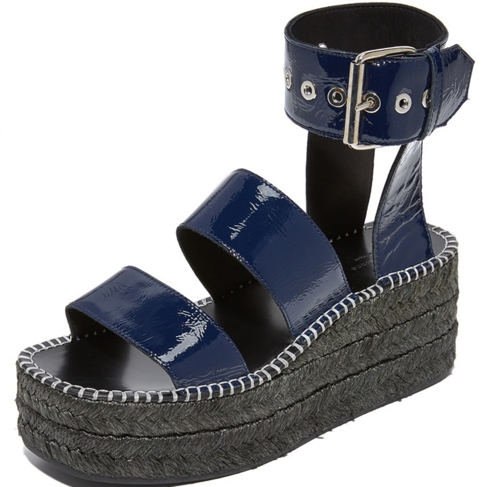 rag & bone | Tara Platform Sandals In Blue Patent Leather Sz 10
